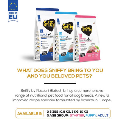 Sniffy Starter Dry Dog Food | Pregnant Mother & Weaning Puppy | Real Chicken & Egg, Power Packed High Protein Diet for All Breeds