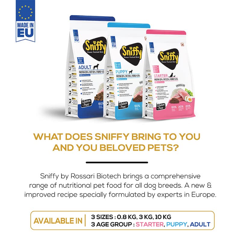 Sniffy Adult Dry Dog Food  | Real Chicken & Egg, Power Packed High Protein Diet for All Breeds