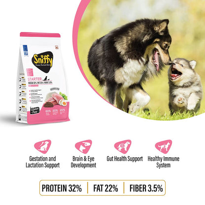 Sniffy Starter Dry Dog Food | Pregnant Mother & Weaning Puppy | Real Chicken & Egg, Power Packed High Protein Diet for All Breeds
