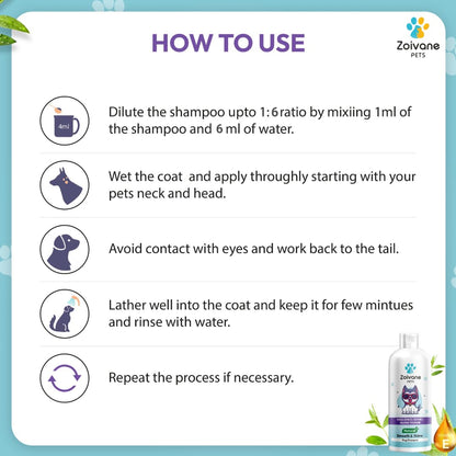 ZOIVANE Dog Shampoo - 300 Milliliter | Extra White 5 In 1 Dog Shampoo & Conditioner For Whitening, Glowing| Dog Shampoo German Shepherd, Labrador & Golden Retriever