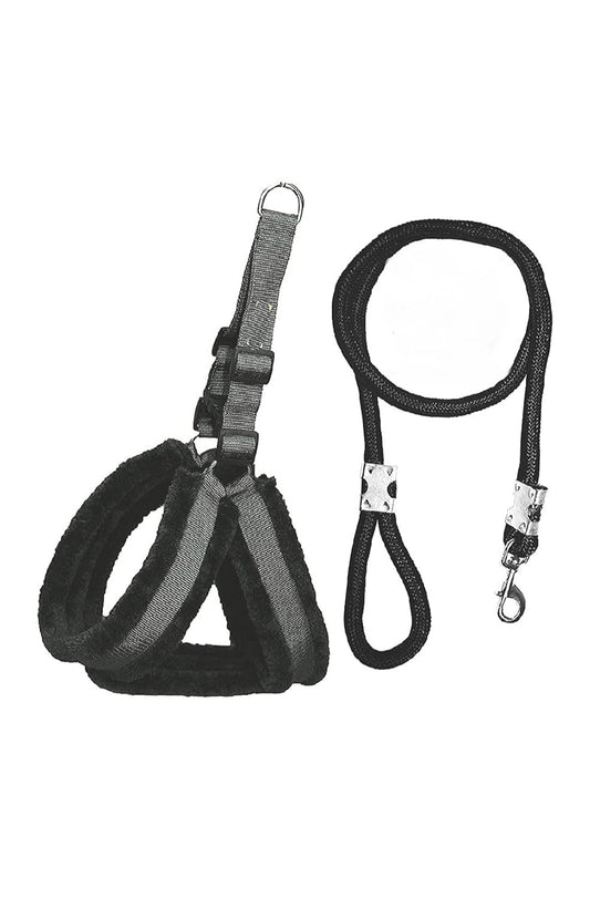 Harness for Small Dogs Feather Soft Fur Padded Nylon Dog Harness,Comfortable Dog Vest Harness Body Belt & Rope Easy to Control Our Dogs.