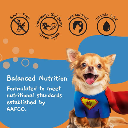 Moochie Wet Dog Food, Grain Free Gavy Meal, Boost Immune with Duck Meat, Cranberries, Goji Berries and Green Apples, High Protein Gravy Foods for Dogs