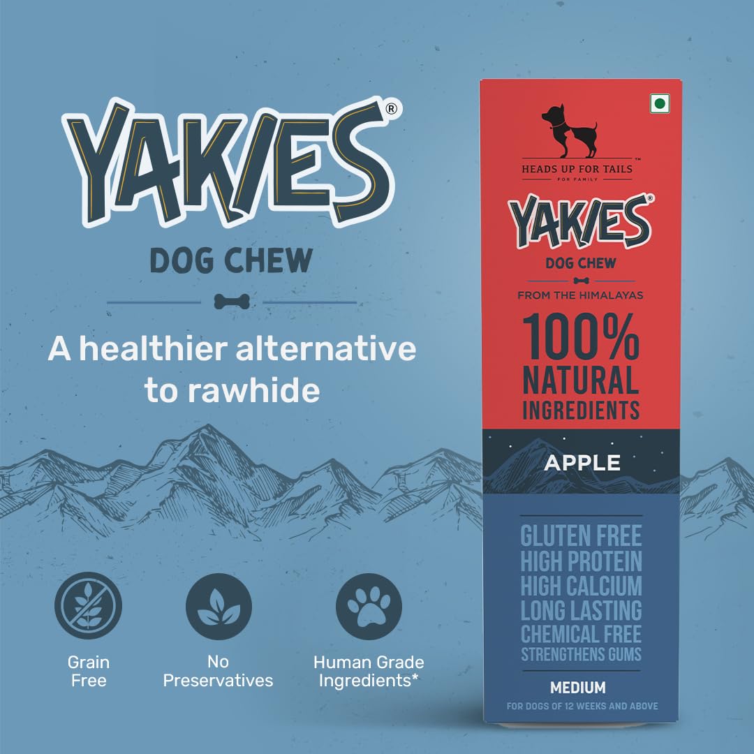 Yakies 100% Natural & Vegetarian Apple Chew Bone for Dogs