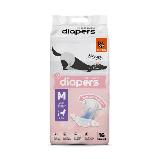 Fofos Disposable Dog Diapers (14 Pcs) | Female Dog Diapers Ultra Protection | Diapers for Dogs in Heat, Excitable Urination or Incontinence