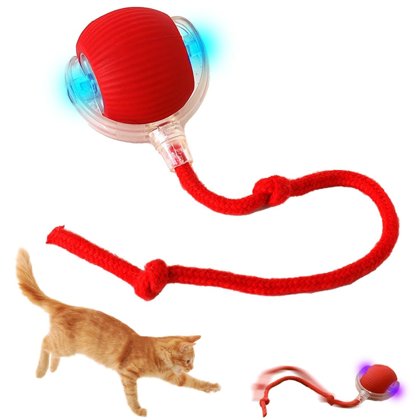 Smart Rolling LED Ball, Automatic & USB Rechargeable Motion Activate for Indoor Kitten Puppy Dog cat- Pet Exercise