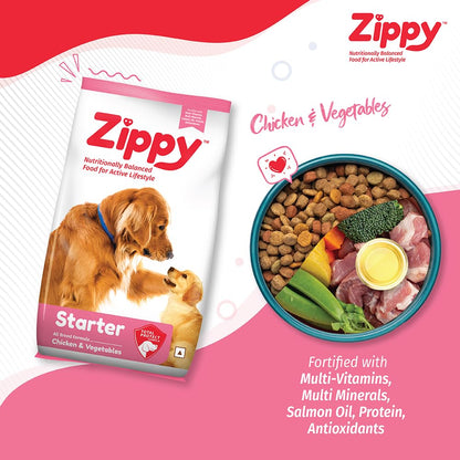 Zippy Starter Dry Dog Food | Pregnant Mother & Weaning Puppy, Real Chicken & Vegetables, Nutritionally Balanced Dog Food