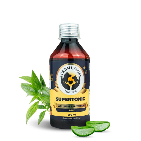 FUR BALL STORY Supertonic Pet Supplement 200ml | Ayurvedic Tonic for Dogs & Cats | Head to Tail Wellness | Boosts Immunity, Supports Kidney, Liver, Gut, Brain & Organ Functions | Vet Recommended