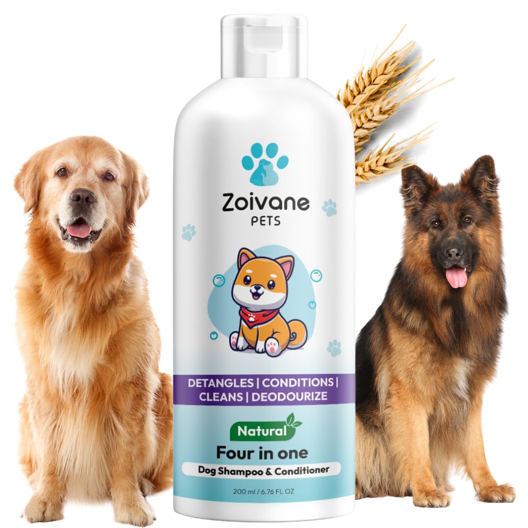 ZOIVANE Dog Shampoo - 300 Milliliter | Extra White 5 In 1 Dog Shampoo & Conditioner For Whitening, Glowing| Dog Shampoo German Shepherd, Labrador & Golden Retriever