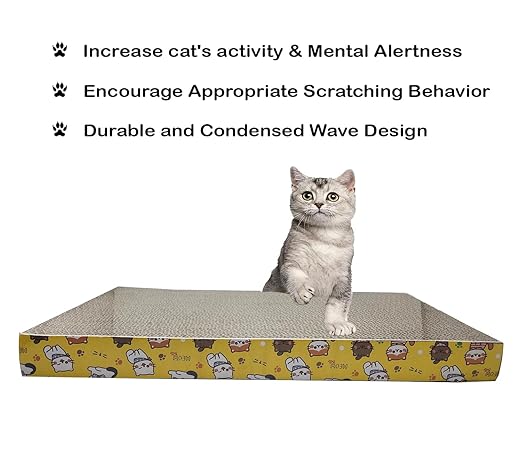 Cat Scratch Pad with Catnip | Recycled Paper Corrugated Scratch Pad for Cats and Kittens| Scratcher for Cats and Kittens| Cat Toy for Cat and Kitten| (Flat Type)