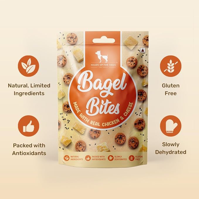 Bagel Bites Treats for Adult Dogs & Puppies | Rich in Protein | Gluten-Free, No Artificial Flavours | Promotes Dental Hygiene & Bone Health |