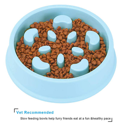 Slow Feeder Dog Bowl Fun Feeder No Chocking Slow Polypropylene Feeder Bloat Stop Food Water Bowl for Dog Cat with Funny Pattern