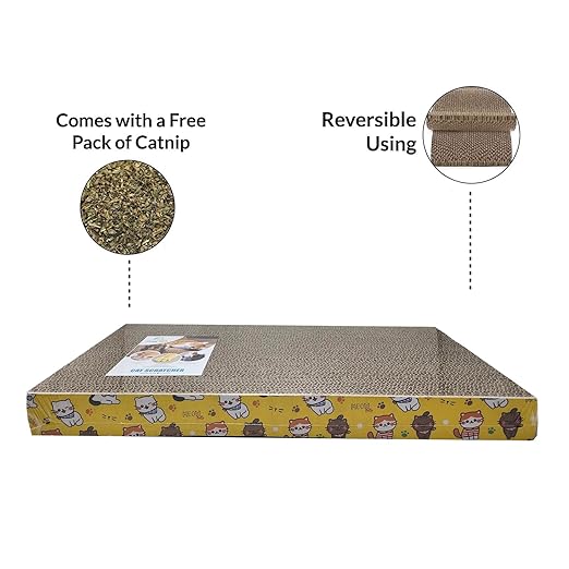 Cat Scratch Pad with Catnip | Recycled Paper Corrugated Scratch Pad for Cats and Kittens| Scratcher for Cats and Kittens| Cat Toy for Cat and Kitten| (Flat Type)