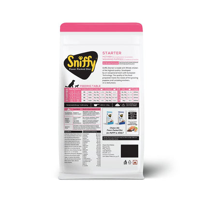 Sniffy Starter Dry Dog Food | Pregnant Mother & Weaning Puppy | Real Chicken & Egg, Power Packed High Protein Diet for All Breeds