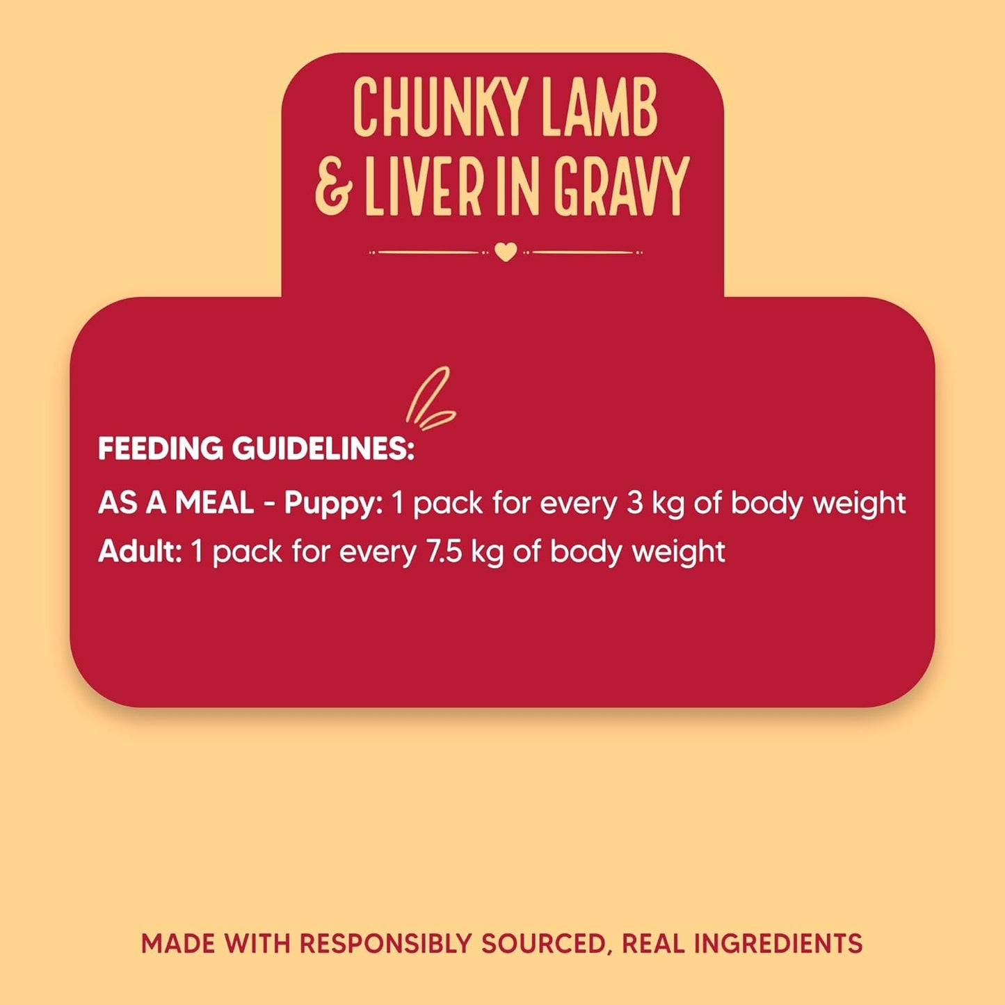 Hearty by Heads Up For Tails - Chunky Lamb & Liver in Gravy Dog Wet Food | Grain-Free, Protein-Rich and Easy to Digest | Made with Real Lamb | Wet Dog Food Suitable for All Breeds - 70 gm
