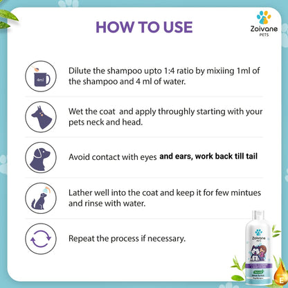 ZOIVANE Dog Shampoo - 300 Milliliter | Extra White 5 In 1 Dog Shampoo & Conditioner For Whitening, Glowing| Dog Shampoo German Shepherd, Labrador & Golden Retriever