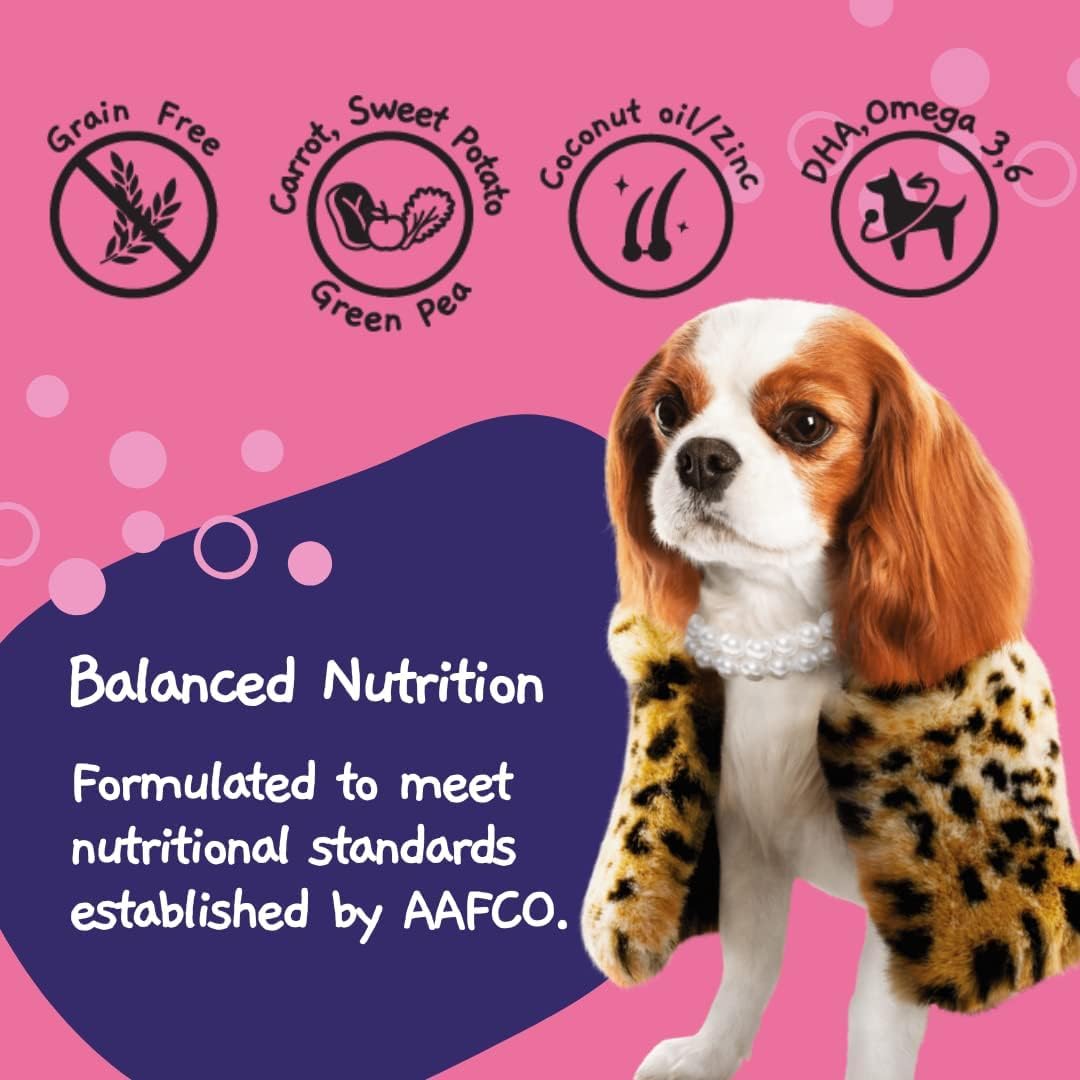 Moochie Wet Dog Food, Grain Free Gavy Meal, Beauty Skin & Coat with Salmon, Carrot, Sweet Potato and Green Peas, High Protein Dogs Gravy Foods