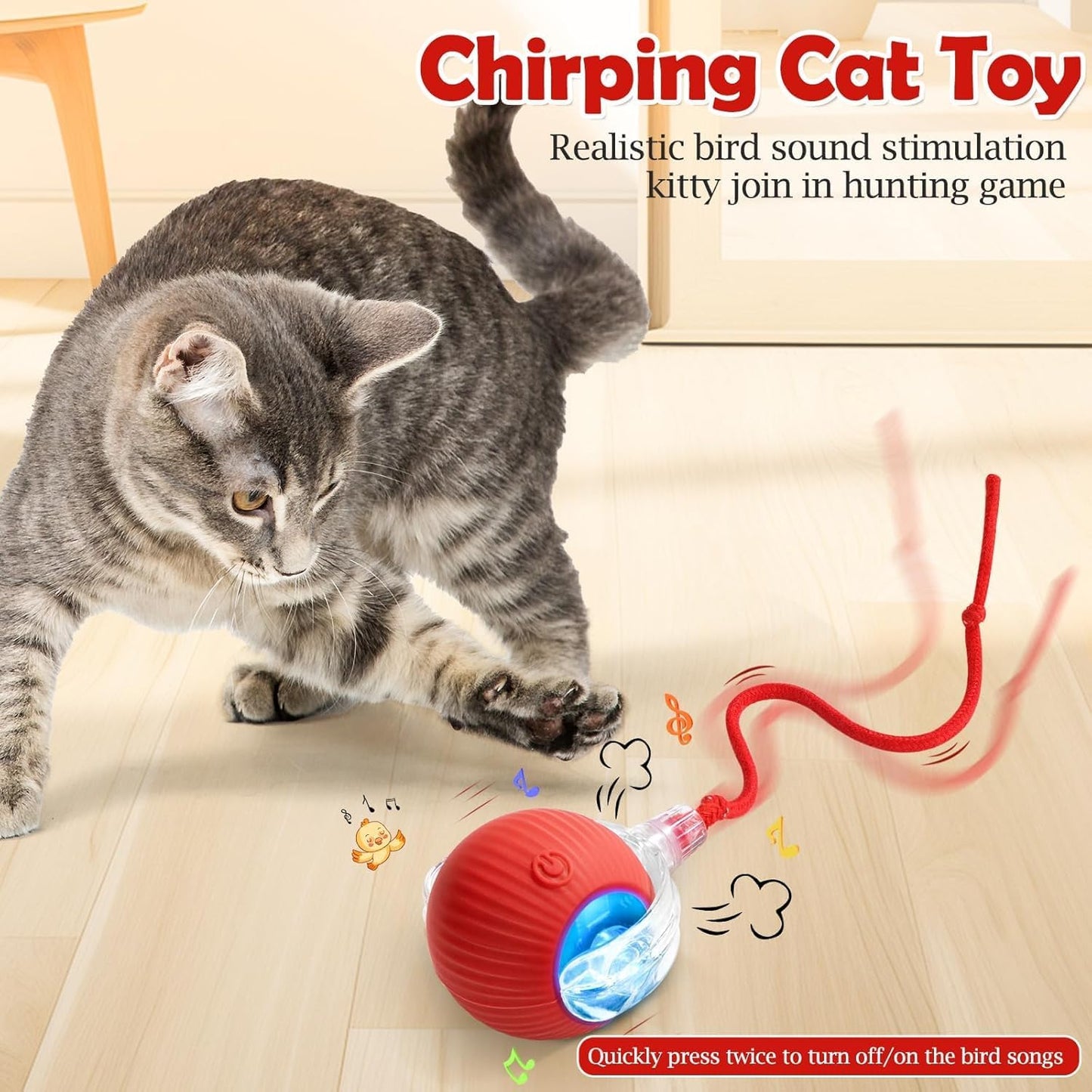 Smart Rolling LED Ball, Automatic & USB Rechargeable Motion Activate for Indoor Kitten Puppy Dog cat- Pet Exercise