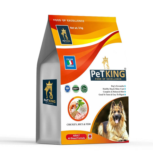 PeTKING Adult Dog Food | Italian Formula Chicken Rice and Fish Flavour All Breed Premium Pet Food Complete Balanced Diet Rich in Protein Antioxidants Fibre Prebiotics