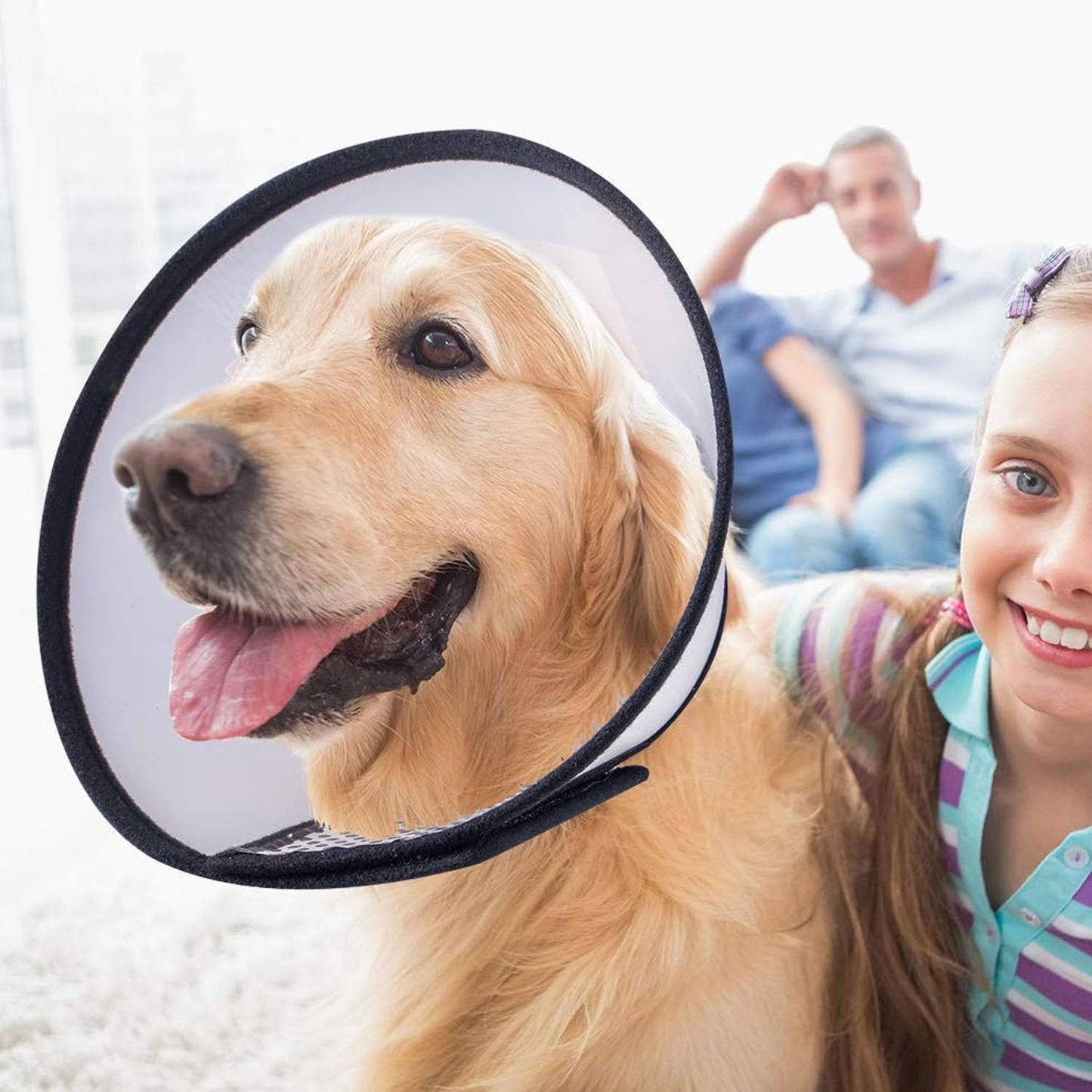 Adjustable Dog Cone - Plastic E-Collar for After Surgery, Anti-Bite Lick Wound Healing Safety Pet Recovery Collar