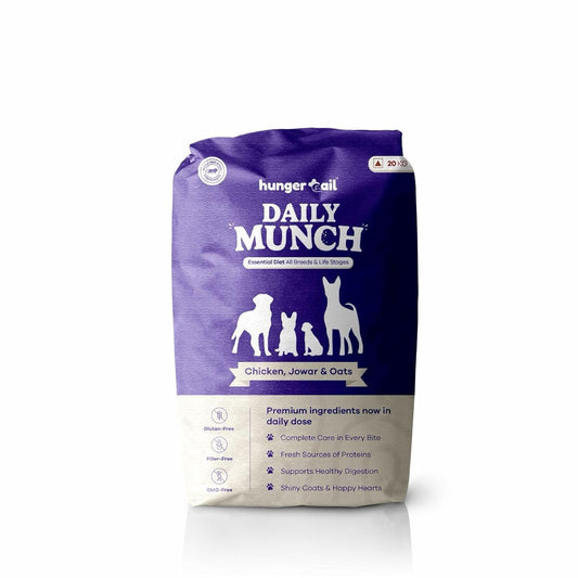 Hungertail Daily Munch Dry Dog Food, 20 kg, All Life Stages, Non-GMO, Low Temperature Baked, Made in India