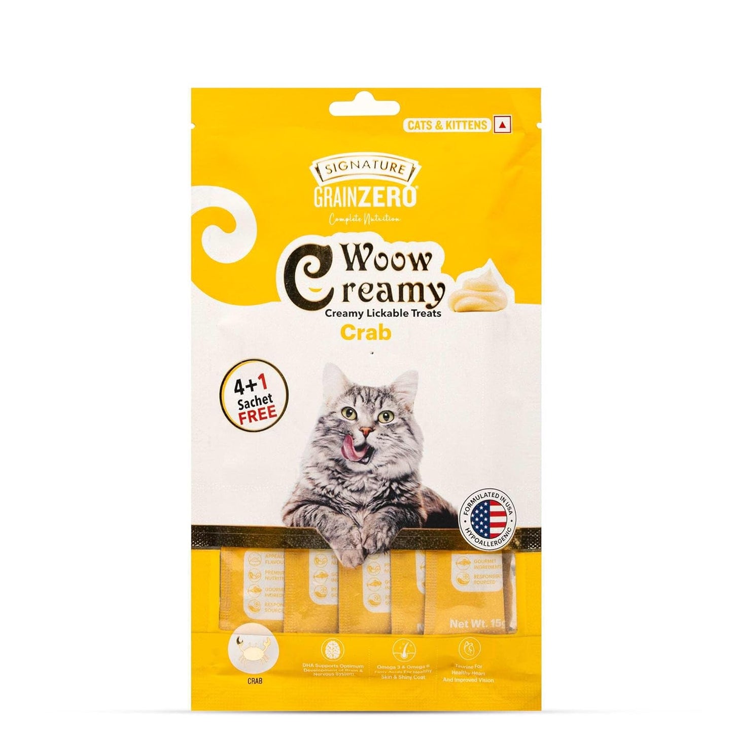 Grain Zero Creamy Lickable Cat Treats Crab , Rich in Protein, Promotes Hydration, No Artificial Preservatives | Best for Training and Bonding