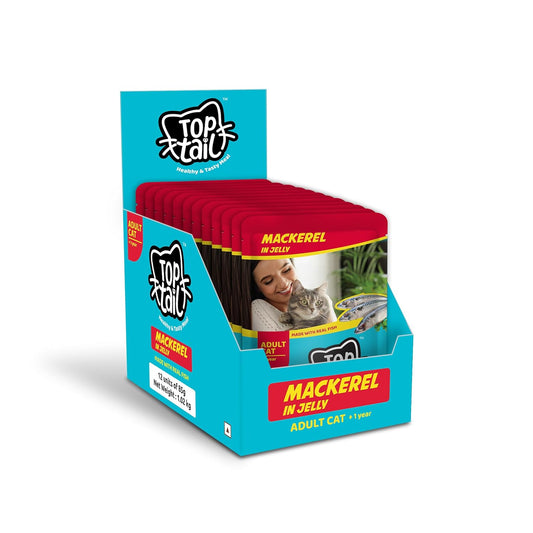 Top Tail Adult Wet Cat Food(Above 12 Months) | Real Mackerel in Jelly Flavour Healthy & Tasty High Protein Cat Food