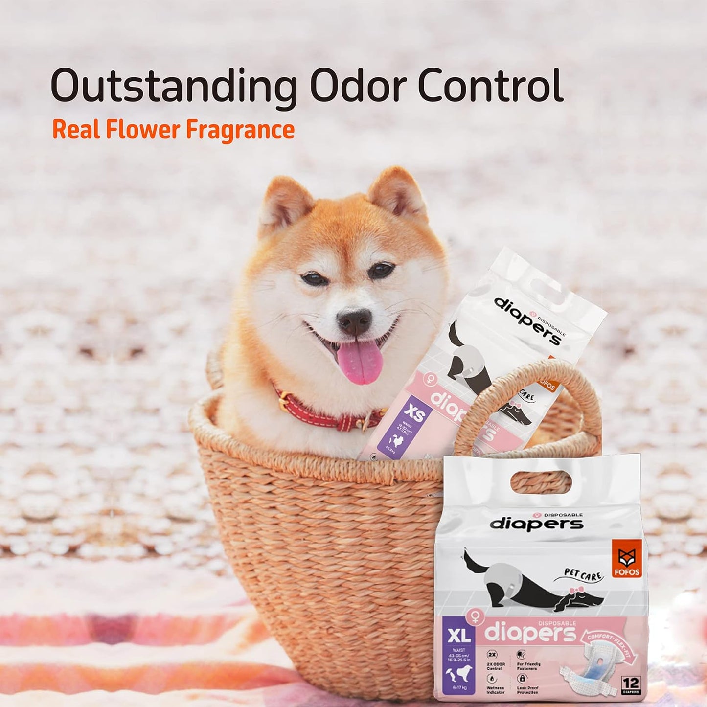 Fofos Disposable Dog Diapers (14 Pcs) | Female Dog Diapers Ultra Protection | Diapers for Dogs in Heat, Excitable Urination or Incontinence