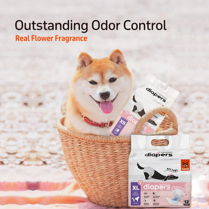 Fofos Disposable Dog Diapers (14 Pcs) | Female Dog Diapers Ultra Protection | Diapers for Dogs in Heat, Excitable Urination or Incontinence