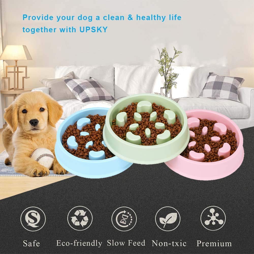 Slow Feeder Dog Bowl Fun Feeder No Chocking Slow Polypropylene Feeder Bloat Stop Food Water Bowl for Dog Cat with Funny Pattern