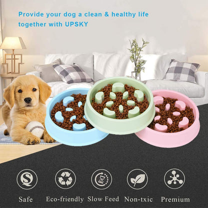 Slow Feeder Dog Bowl Fun Feeder No Chocking Slow Polypropylene Feeder Bloat Stop Food Water Bowl for Dog Cat with Funny Pattern