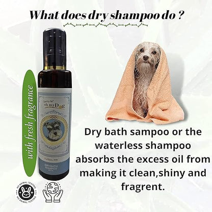 Oh My Dog Urban Pet, Pet Dry Bath Shampoo for Dogs, Puppies, Cats and Kittens for All Coat Types with Natural Active 200ml