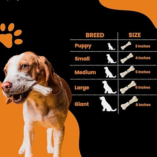 Dog Chew Bone 8 Inches (8") , Dog Treats, Delicious Bones for Small Dogs (PUPPY & ADULT)