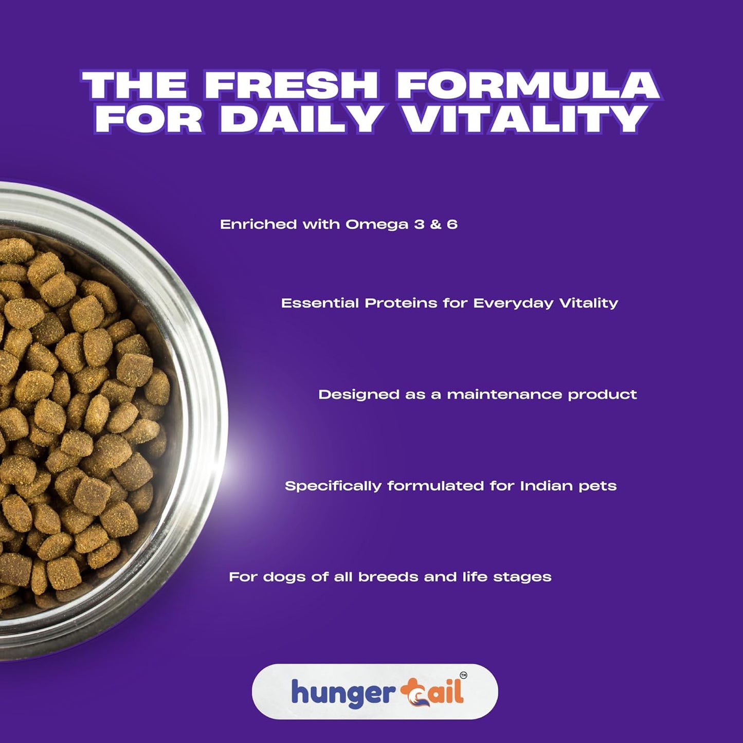 Hungertail Daily Munch Dry Dog Food, 20 kg, All Life Stages, Non-GMO, Low Temperature Baked, Made in India