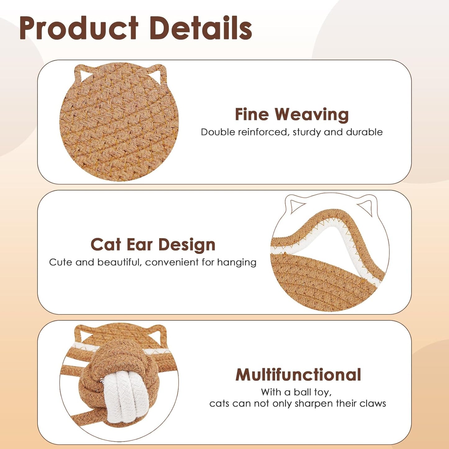 Cotton Rope Scratch Pad, 15.7'' Round Horizontal Floor Scratching Mat for Indoor Cats, Furniture Protector for Wall, Couch, Carpets, Sofas