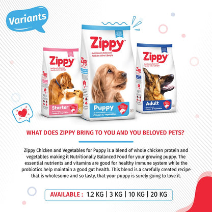 Zippy Puppy Dry Dog Food  /Real Chicken & Vegetables, Nutritionally Balanced Dog Food