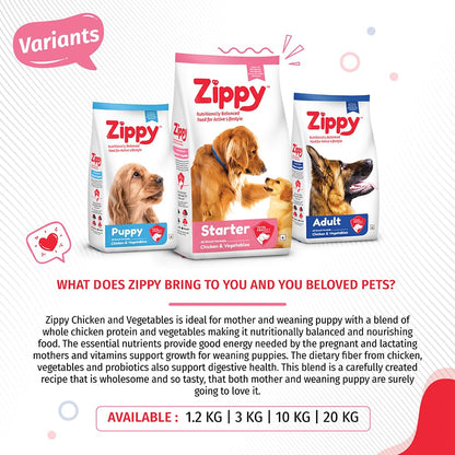 Zippy Starter Dry Dog Food | Pregnant Mother & Weaning Puppy, Real Chicken & Vegetables, Nutritionally Balanced Dog Food