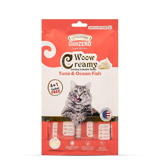 Grain Zero Creamy Lickable Cat Treats tuna nd ocean fish ,Rich in Protein, Promotes Hydration, No Artificial Preservatives | Best for Training and Bonding
