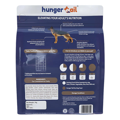 Hunger Tails Adult Achiever Chicken & Brown Rice 1 Year & Above Dry Dog Food Zero Fillers, Non GMO, Low Temperature Baked Made in India & for Indian Conditions Freshly Sourced Proteins