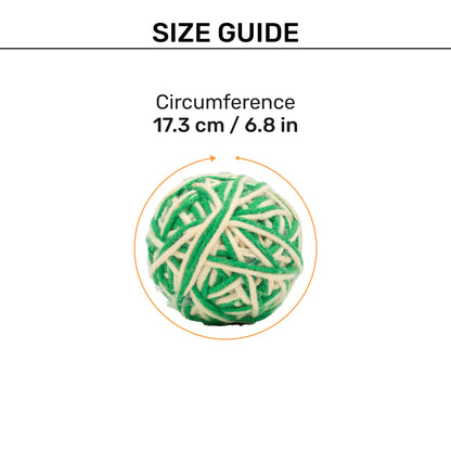 Knotty Rattle Ball Interactive Toy For Cat - Green & White