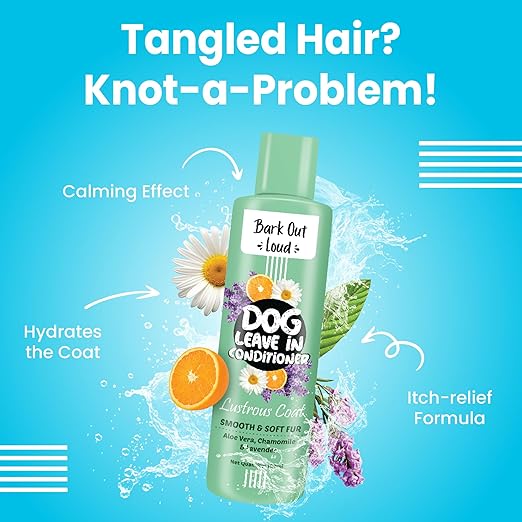 Bark Out Loud by Vivaldis - Dog Conditioner, Leave-in, No-Rinse Formula with Aloe Vera, Chamomile & Lavendar for Soft, Nourished Coats & Tangle-Free, No Frizz Grooming (100ml)