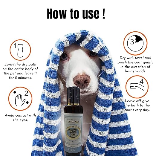 Oh My Dog Urban Pet, Pet Dry Bath Shampoo for Dogs, Puppies, Cats and Kittens for All Coat Types with Natural Active 200ml