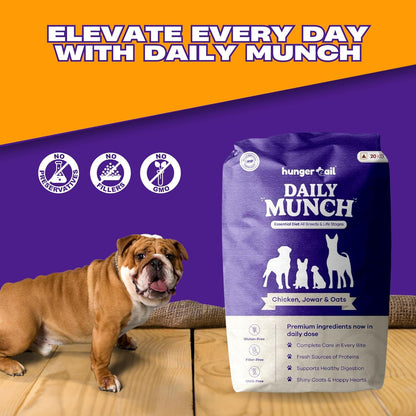 Hungertail Daily Munch Dry Dog Food, 20 kg, All Life Stages, Non-GMO, Low Temperature Baked, Made in India