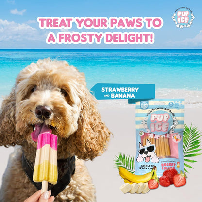 PUP ICE Ready to Freeze Rocket Lollies Dog Treats: Healthy,Prebiotics & Calcium Rich Edible Chew Snacks,No Added Sugar,No Artificial Colors or Flavors