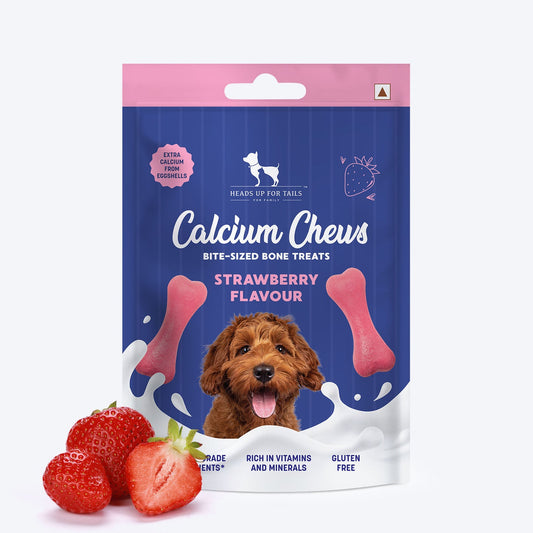 Heads Up For Tails Calcium Chews Bite-Sized Bone Treats  Flavour for Dogs  | Dog Snacks & Training Treats for Puppies & Adult Dogs | Ideal for All Breed Sizes & Life Stages