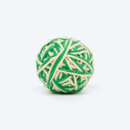 Knotty Rattle Ball Interactive Toy For Cat - Green & White