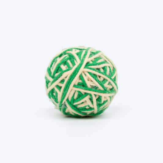Knotty Rattle Ball Interactive Toy For Cat - Green & White