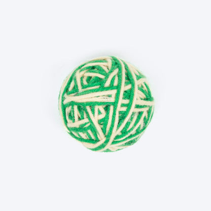 Knotty Rattle Ball Interactive Toy For Cat - Green & White