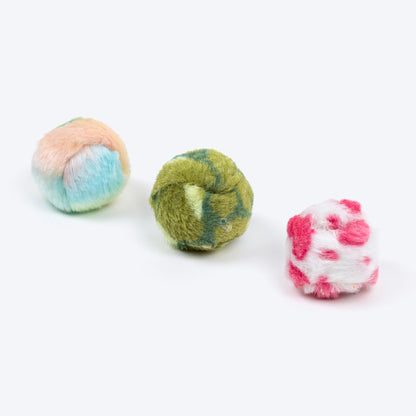 Rattle Fur Ball Interactive Toys For Cat - Multicolor - Set Of 3