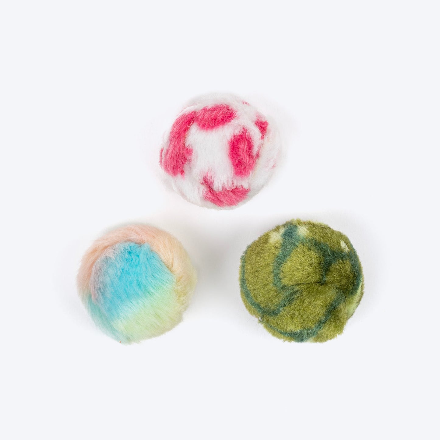 Rattle Fur Ball Interactive Toys For Cat - Multicolor - Set Of 3