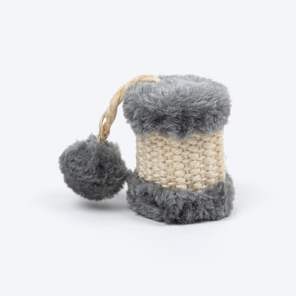 Scratch Drum Sisal Interactive Toy For Cat - Beige & Grey